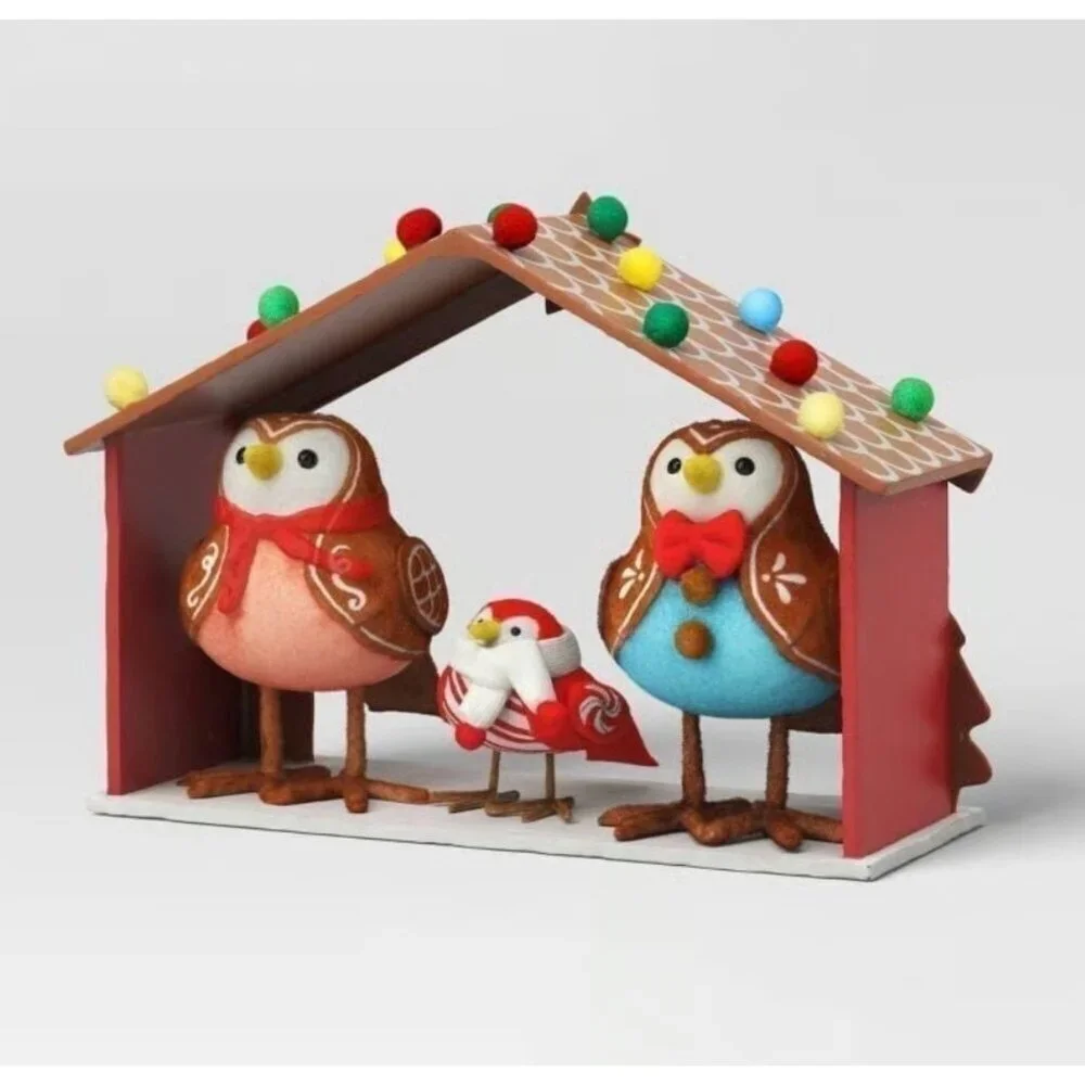 Target Wondershop Featherly Friends Gingerbread House Family Trio Holiday Decor